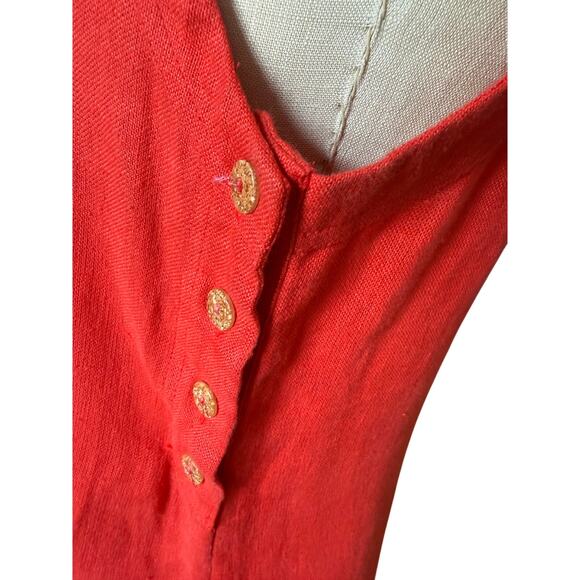 Vintage 90s Red Linen Sheath Sleeveless Dress - Cali Cali - Size Medium - Picture 4 of 6